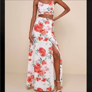 Lulus bloom with a view two piece maxi dress xs NWT